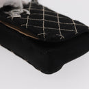 CHANEL Matelasse Chain Shoulder Bag Satin Black Silver CC Auth 157278-13