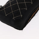 CHANEL Matelasse Chain Shoulder Bag Satin Black Silver CC Auth 157278-14