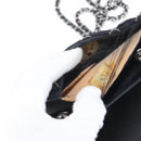 CHANEL Matelasse Ketting Schoudertas Satijn Zwart Zilver CC Auth 157278-10