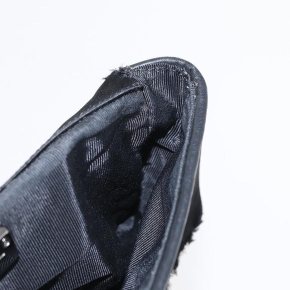 CHANEL Matelasse Chain Shoulder Bag Satin Black Silver CC Auth 157278