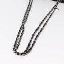 CHANEL Matelasse Ketting Schoudertas Satijn Zwart Zilver CC Auth 157278-9