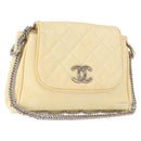 CHANEL Matelasse Chain Shoulder Bag Leather Ivory Silver CC Auth 157279-1