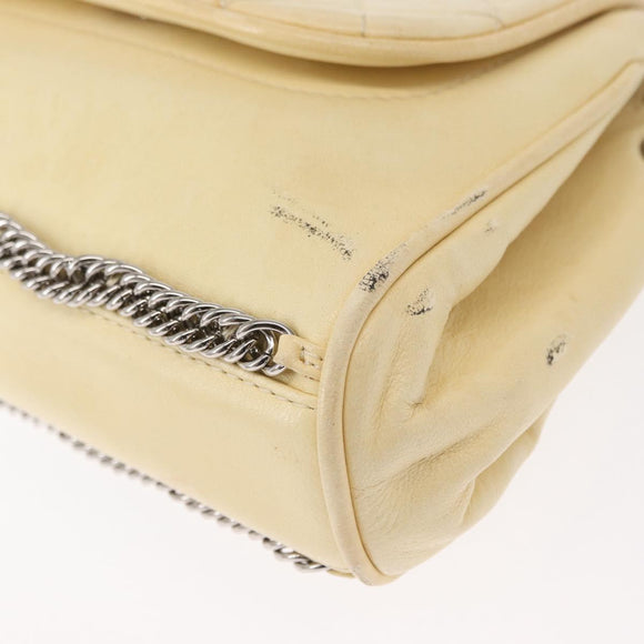 CHANEL Matelasse Chain Shoulder Bag Leather Ivory Silver CC Auth 157279