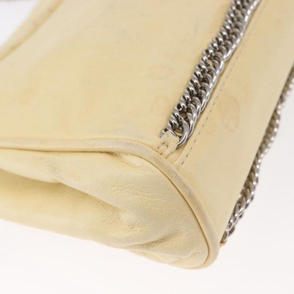 CHANEL Matelasse Chain Shoulder Bag Leather Ivory Silver CC Auth 157279