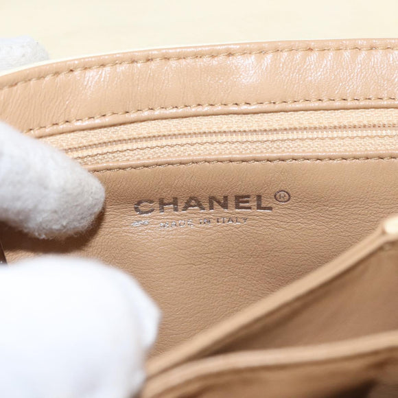 CHANEL Matelasse Chain Shoulder Bag Leather Ivory Silver CC Auth 157279