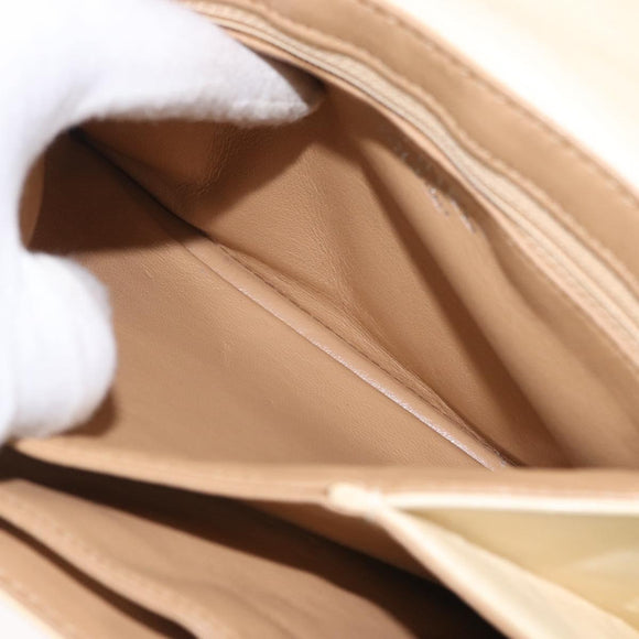 CHANEL Matelasse Chain Shoulder Bag Leather Ivory Silver CC Auth 157279