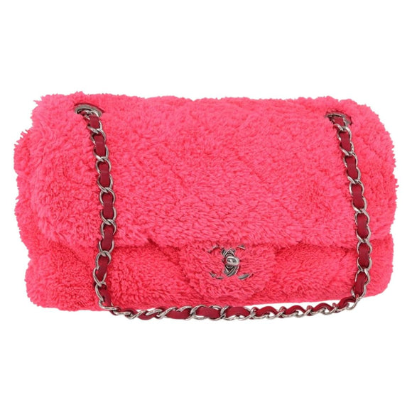 CHANEL Matelasse 25 Chain Shoulder Bag pile Pink Silver CC Auth 157280SM