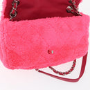 CHANEL Matelasse 25 Chain Shoulder Bag pile Pink Silver CC Auth 157280SM-21