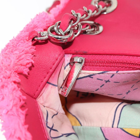 CHANEL Matelasse 25 Chain Shoulder Bag pile Pink Silver CC Auth 157280SM