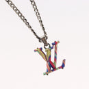 LOUIS VUITTON Collier LV Psychedelic Necklace Silver MP3353 LV Auth 157285M-3