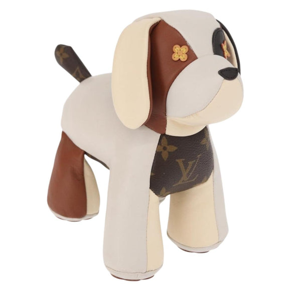 LOUIS VUITTON Monogram Dudu Oscar Stuffed dog White Black GI0251 Auth 157287SAM