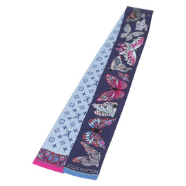 LOUIS VUITTON Bando World of Love Scarf Silk Light Blue M71488 LV Auth 157289