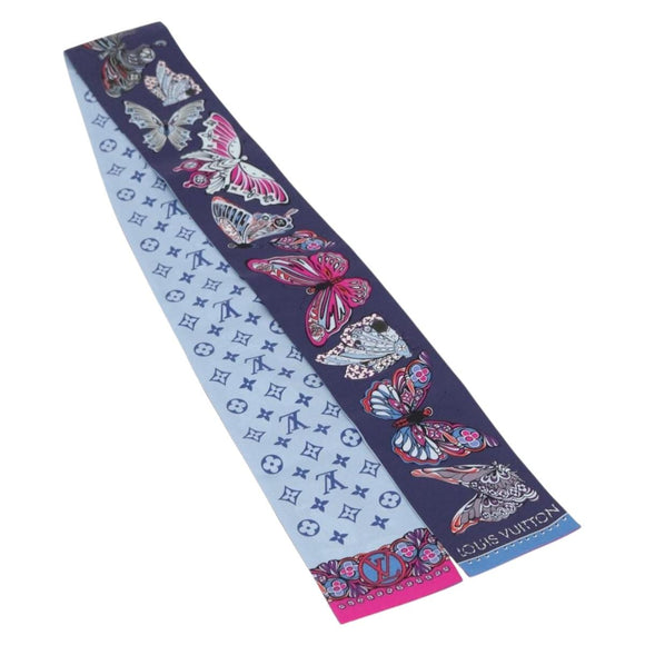 LOUIS VUITTON Bando World of Love Scarf Silk Light Blue M71488 LV Auth 157289