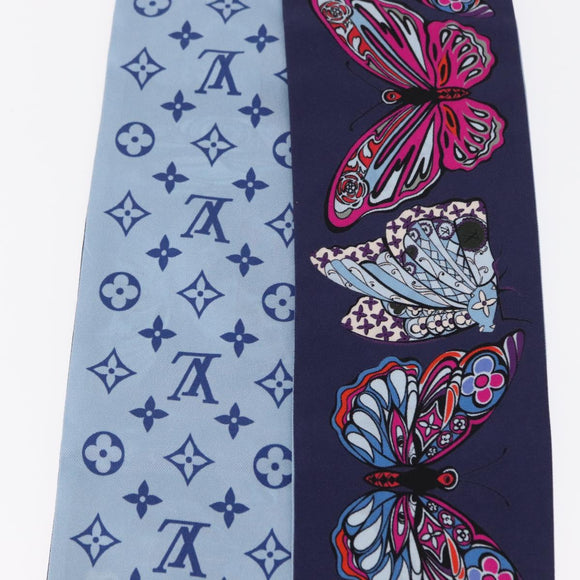 LOUIS VUITTON Bando World of Love Scarf Silk Light Blue M71488 LV Auth 157289