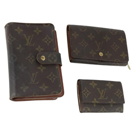 LOUIS VUITTON Monogram Wallet 3 Set LV Auth 157292