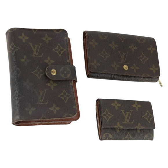 LOUIS VUITTON Monogram Wallet 3 Set LV Auth 157292