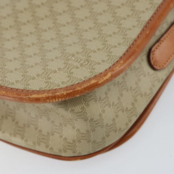 CELINE Macadam Canvas Shoulder Bag PVC Beige Gold Auth 157310