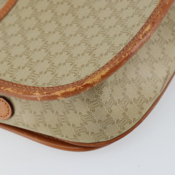 CELINE Macadam Canvas Shoulder Bag PVC Beige Gold Auth 157310