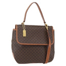 CELINE Macadam Canvas Hand Bag PVC Leather 2way Brown Gold Auth 157312-1