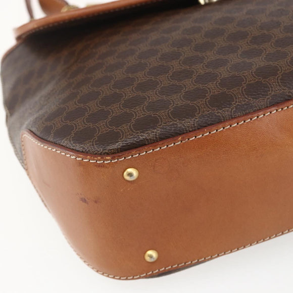 CELINE Macadam Canvas Hand Bag PVC Leather 2way Brown Gold Auth 157312