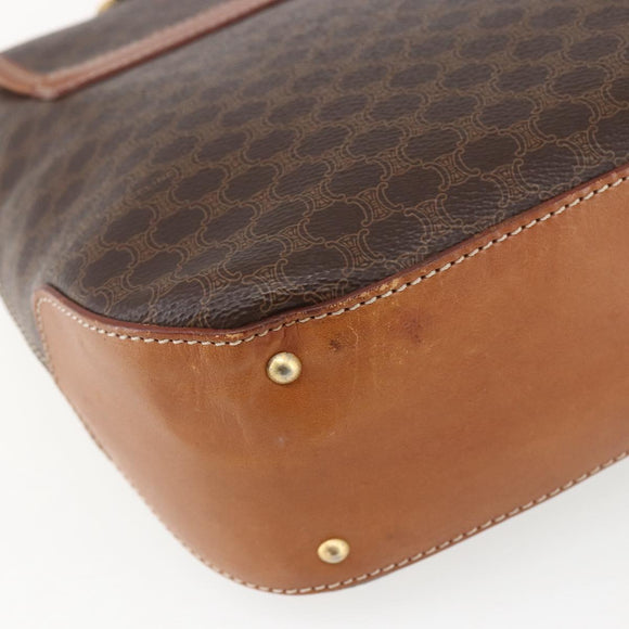 CELINE Macadam Canvas Hand Bag PVC Leather 2way Brown Gold Auth 157312
