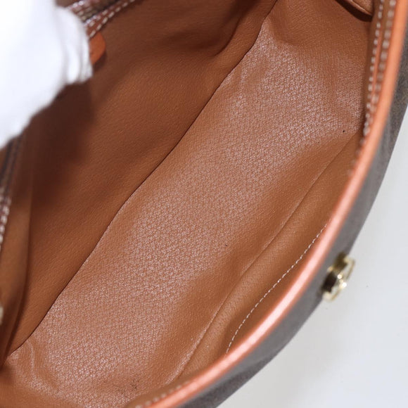 CELINE Macadam Canvas Hand Bag PVC Leather 2way Brown Gold Auth 157312