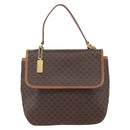 CELINE Macadam Canvas Hand Bag PVC Leather 2way Brown Gold Auth 157312-13