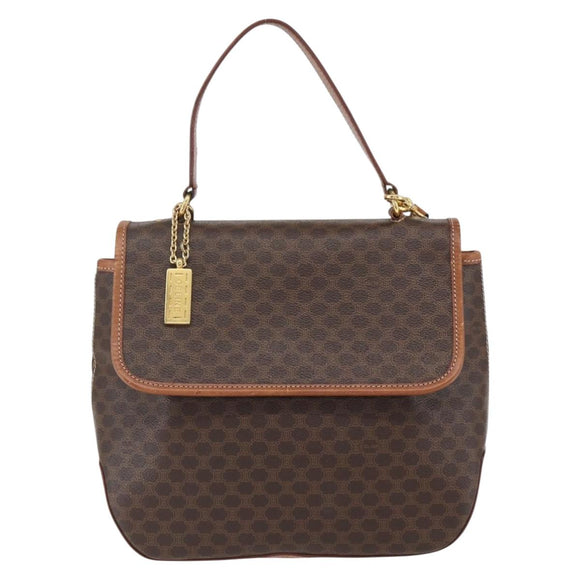 CELINE Macadam Canvas Hand Bag PVC Leather 2way Brown Gold Auth 157312