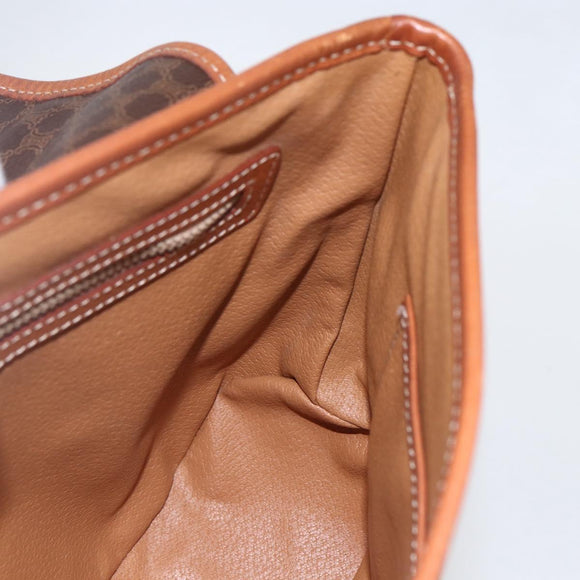 CELINE Macadam Canvas Hand Bag PVC Leather 2way Brown Gold Auth 157312