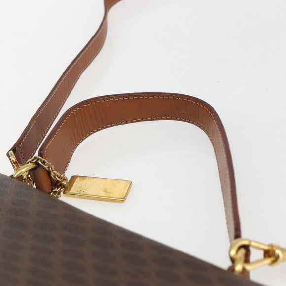 CELINE Macadam Canvas Hand Bag PVC Leather 2way Brown Gold Auth 157312