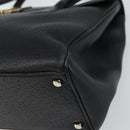 Salvatore Ferragamo Gancini Hand Bag Leather Black Gold Auth 157314-9