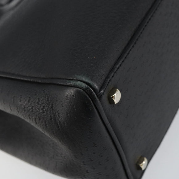 Salvatore Ferragamo Gancini Hand Bag Leather Black Gold Auth 157314