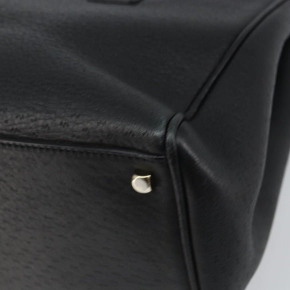 Salvatore Ferragamo Gancini Hand Bag Leather Black Gold Auth 157314