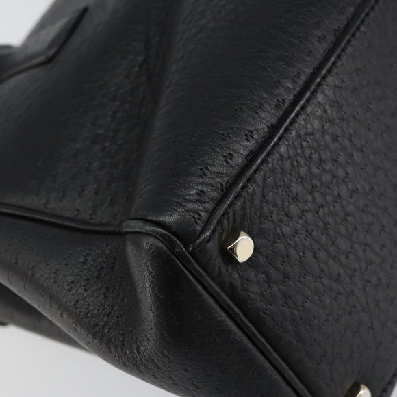 Salvatore Ferragamo Gancini Hand Bag Leather Black Gold Auth 157314