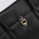 Salvatore Ferragamo Gancini Hand Bag Leather Black Gold Auth 157314-17