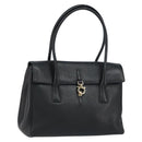 Salvatore Ferragamo Gancini Hand Bag Leather Black Gold Auth 157314-1