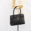 Salvatore Ferragamo Gancini Hand Bag Leather Black Gold Auth 157314-23