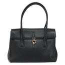 Salvatore Ferragamo Gancini Hand Bag Leather Black Gold Auth 157314-13