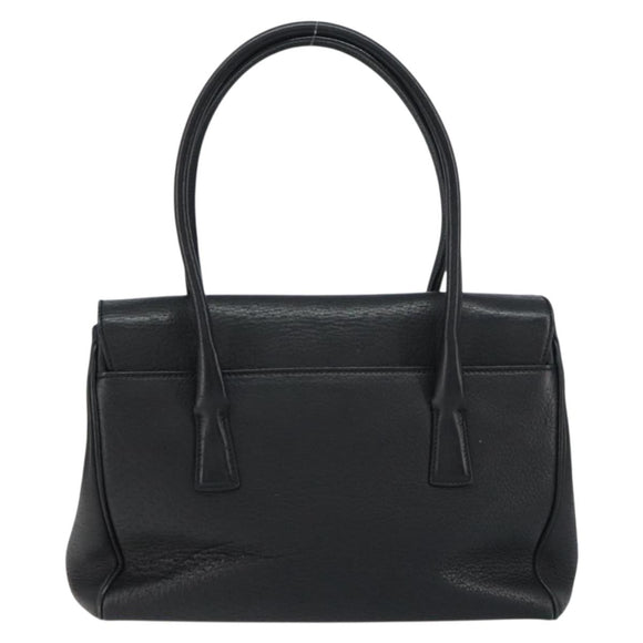 Salvatore Ferragamo Gancini Hand Bag Leather Black Gold Auth 157314