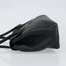 Salvatore Ferragamo Gancini Hand Bag Leather Black Gold Auth 157314-4