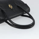 Salvatore Ferragamo Gancini Hand Bag Leather Black Gold Auth 157314-7