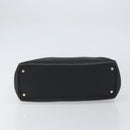 Salvatore Ferragamo Gancini Hand Bag Leather Black Gold Auth 157314-5
