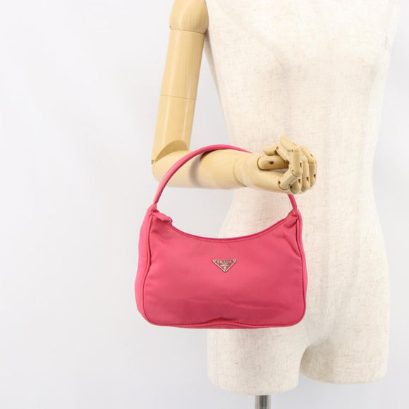 PRADA Hand Pouch Nylon Pink Auth 157315V