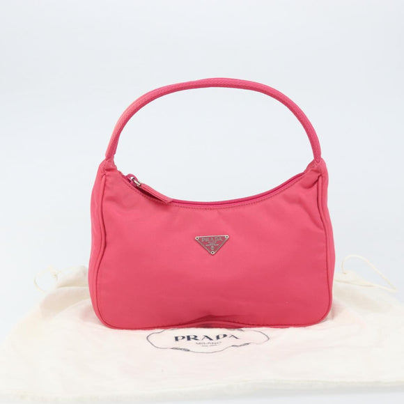 PRADA Hand Pouch Nylon Pink Auth 157315V