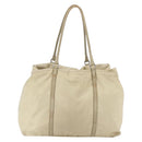 PRADA Tote Bag Nylon Leather Ivory Silver Auth 157316-3