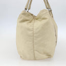 PRADA Tote Bag Nylon Leather Ivory Silver Auth 157316-4