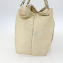 PRADA Tote Bag Nylon Leather Ivory Silver Auth 157316-5