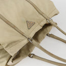 PRADA Tote Bag Nylon Leather Ivory Silver Auth 157316-6