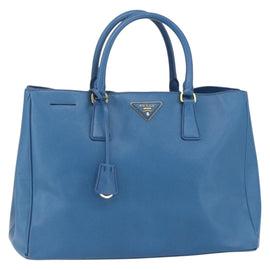 PRADA Galleria Hand Bag Safiano leather Blue Gold Auth 157317