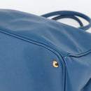 PRADA Galleria Hand Bag Safiano leather Blue Gold Auth 157317-8